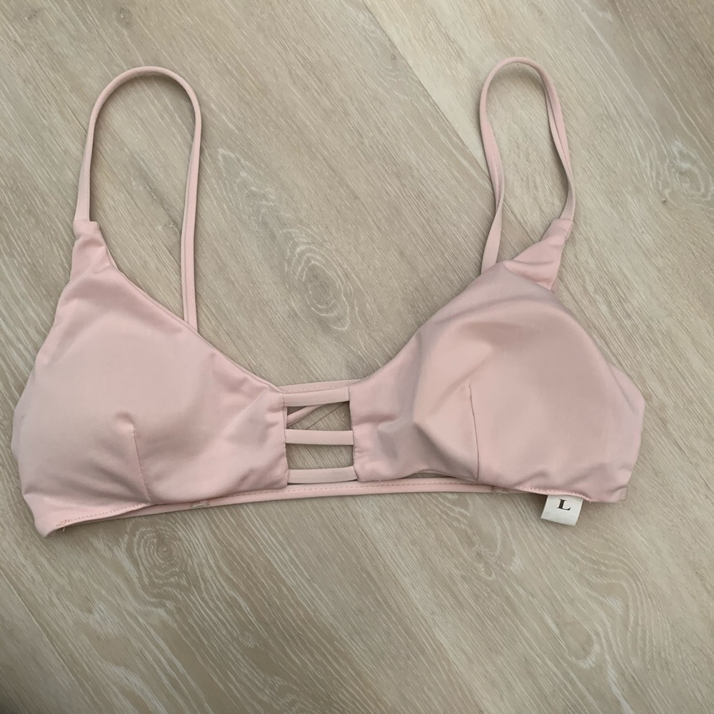 Pink caged bathing suit top
